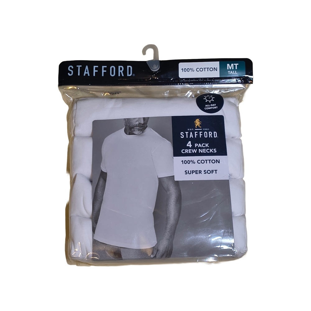 Stafford Super Soft Mens 4 Pack Short Sleeve Crew Neck T-Shirt - Medium Tall